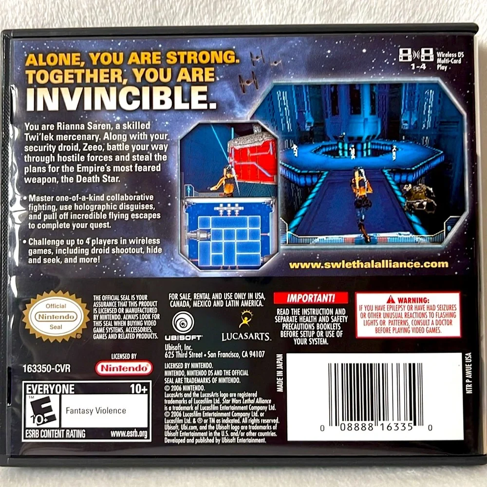 Nintendo DS Star Wars Lethal Alliance Video Game Complete w/Case & Manual